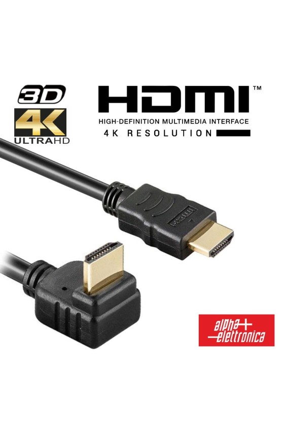 Cabo HDMI Dourado Macho / Macho 2.0 4K Preto 2m 270º ALPHA