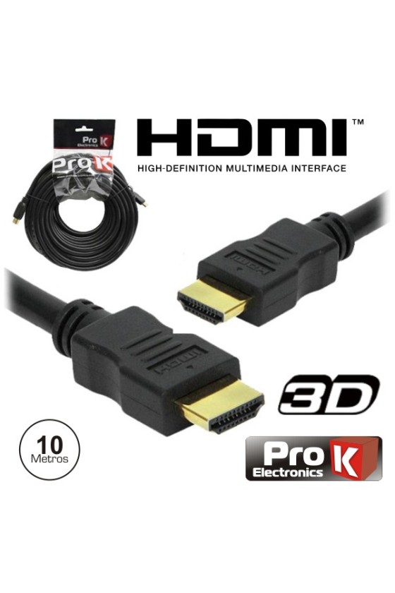 CABO HDMI DOURADO MACHO / MACHO 1.4 PRETO 10M PROK