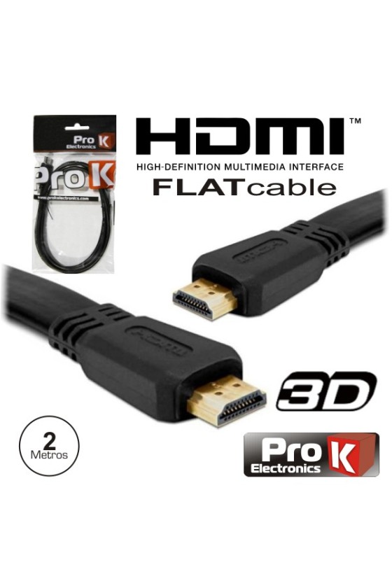 CABO HDMI DOURADO MACHO / MACHO 1.4 PRETO 2M FLAT PROK
