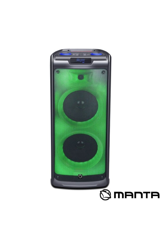Coluna Amplificada 2x8" USB/SD/AUX/BT LED RGB MANTA