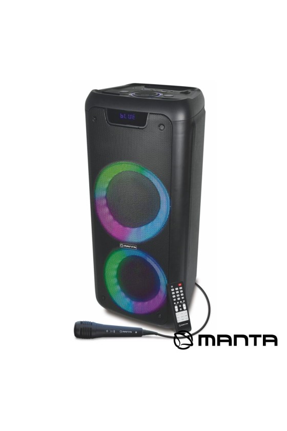 Coluna Amplificada 2x6.5" USB/SD/AUX/BT LED RGB MANTA