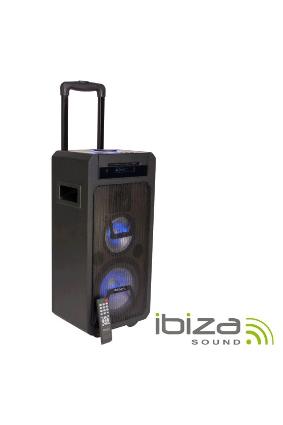 COLUNA BLUETOOTH PORTÁTIL 350W CD/USB/BT/AUX/BAT LED IBIZA