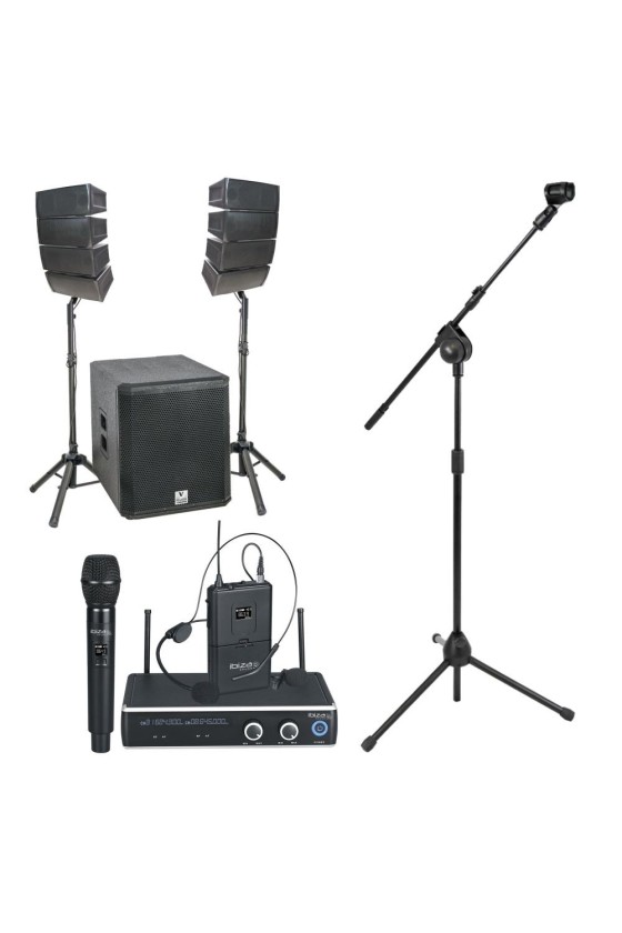Pack Sistema Line-Array/Central Microfones/Suporte Microfone