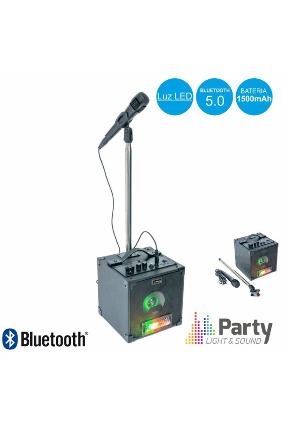 Conjunto Coluna c/Bluetooth e Microfone c/Suporte PARTY