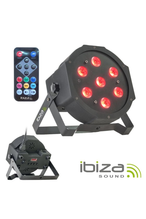 Projetor Luz C/ 7 LEDS RGBW DMX Comando IBIZA