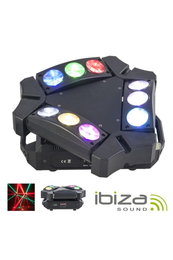 Projetor Luz C/ 9 LEDS 10W CREE RGBW 3 Barras DMX IBIZA