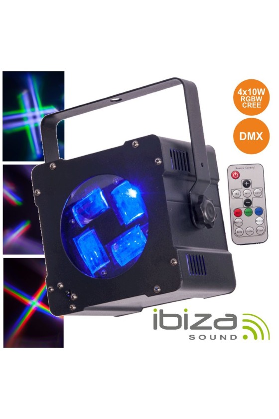 PROJETOR LUZ C/ 4 LEDS RGBW 10W PSICADÉLICO DMX IBIZA