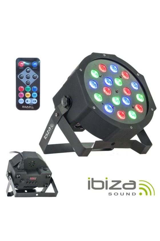 Projetor Luz C/ 18 LEDS RGB DMX Comando IBIZA