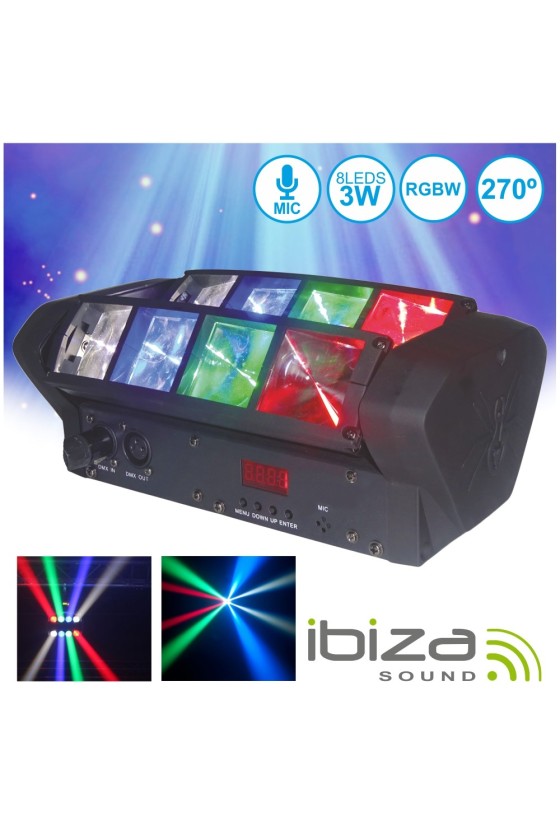 PROJETOR LUZ C/ 8 LEDS 3W CREE RGBW 2 BARRAS DMX IBIZA