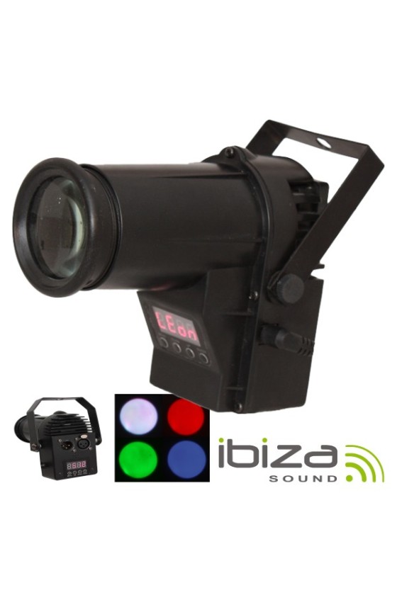PROJETOR LUZ C/ LED RGBW 10W SPOT DMX MIC IBIZA