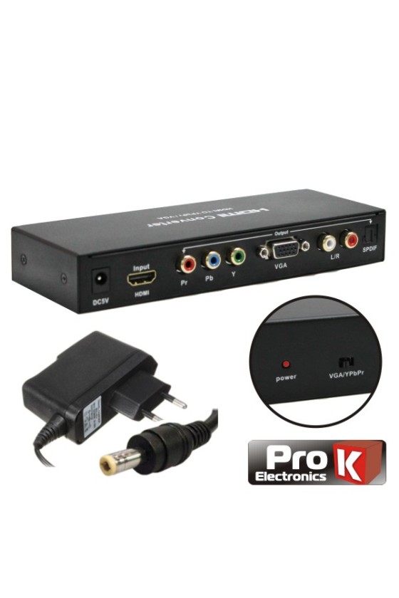 CONVERSOR HDMI - VGA E RGB C/ SAÍDA ÁUDIO SPDIF PROK