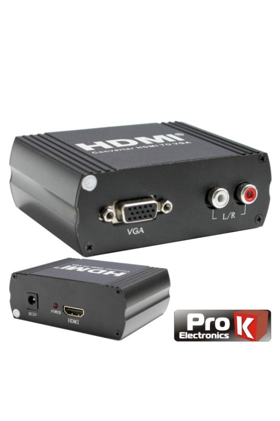CONVERSOR HDMI - VGA C/ ÁUDIO AMPLIFICADO PROK