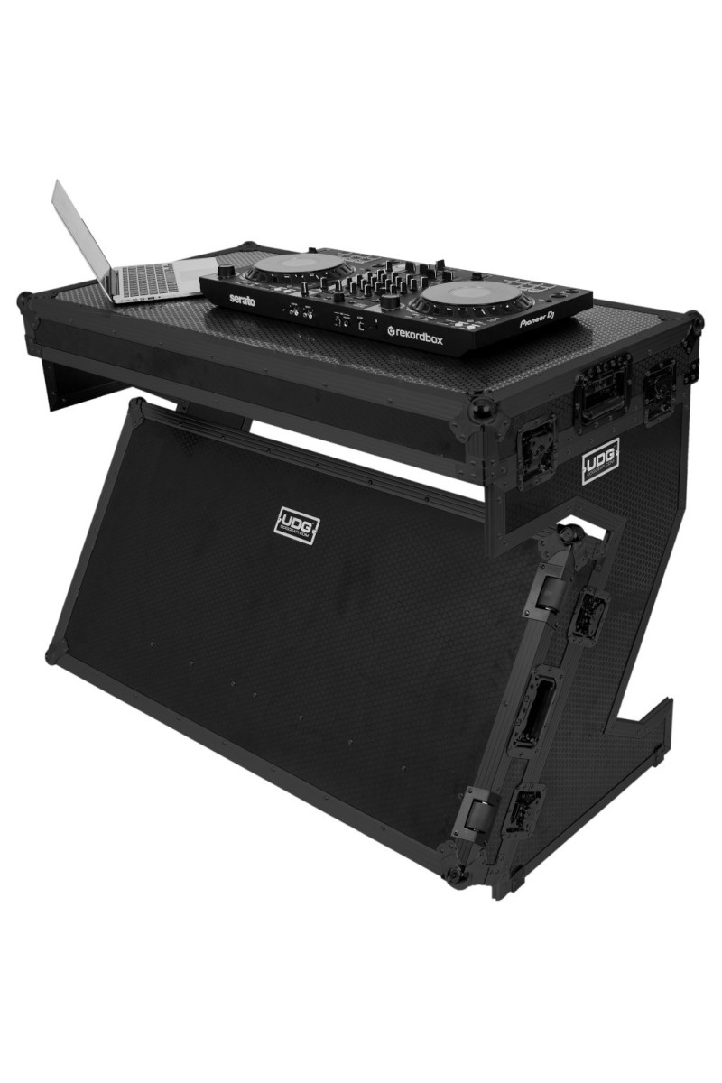 Udg U91072BL -ULTIMATE FLIGHT CASE PORTABLE Z-STYLE DJ TABLE BLACK PLUS WHEELS