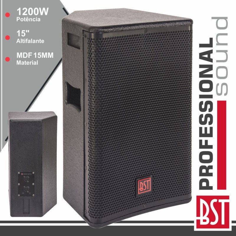 COLUNA PASSIVA PRO 15" 1200W 15MM MDF BST
