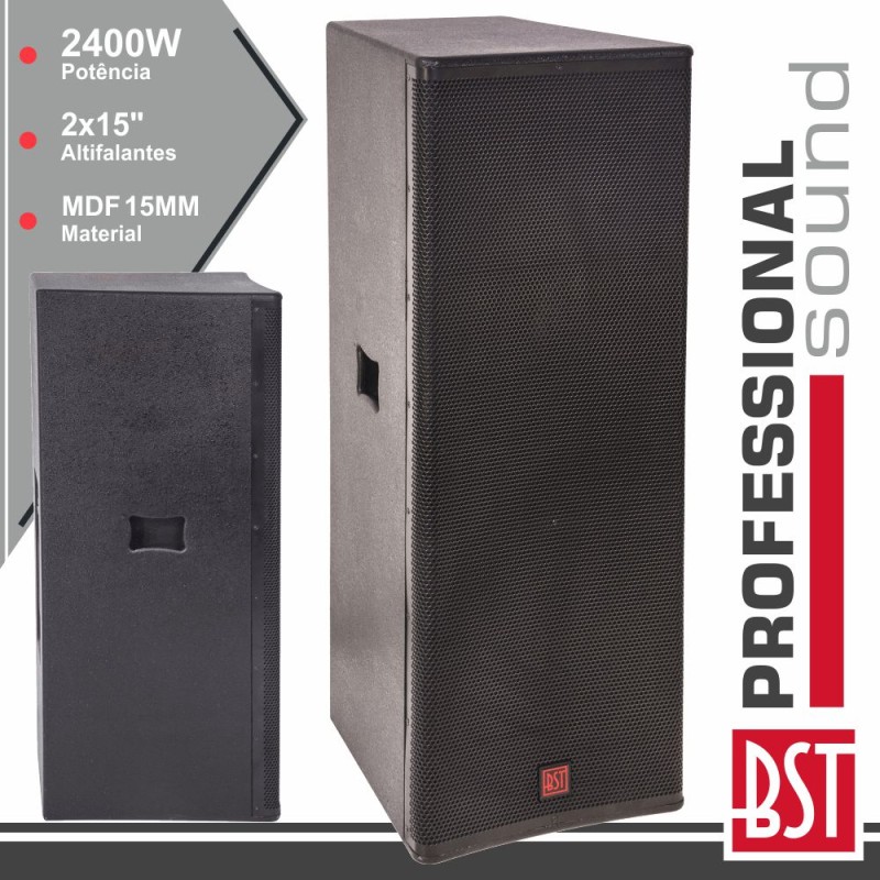 COLUNA PASSIVA PRO 2x15" 2400W 15MM MDF BST