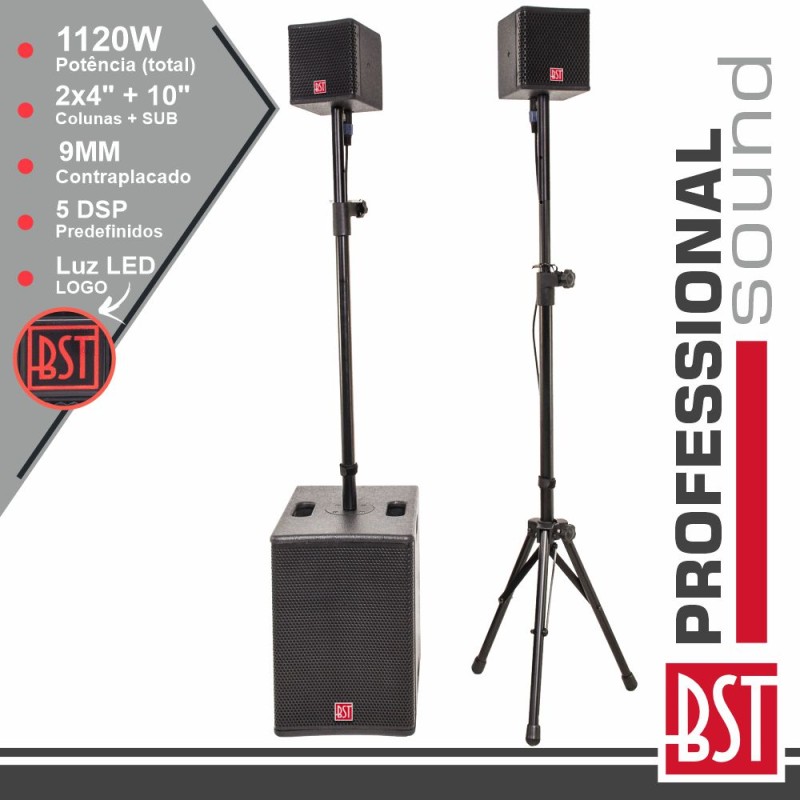 CONJUNTO SOM BI-AMPLIFICADO PRO 2.1 1120W DSP BST
