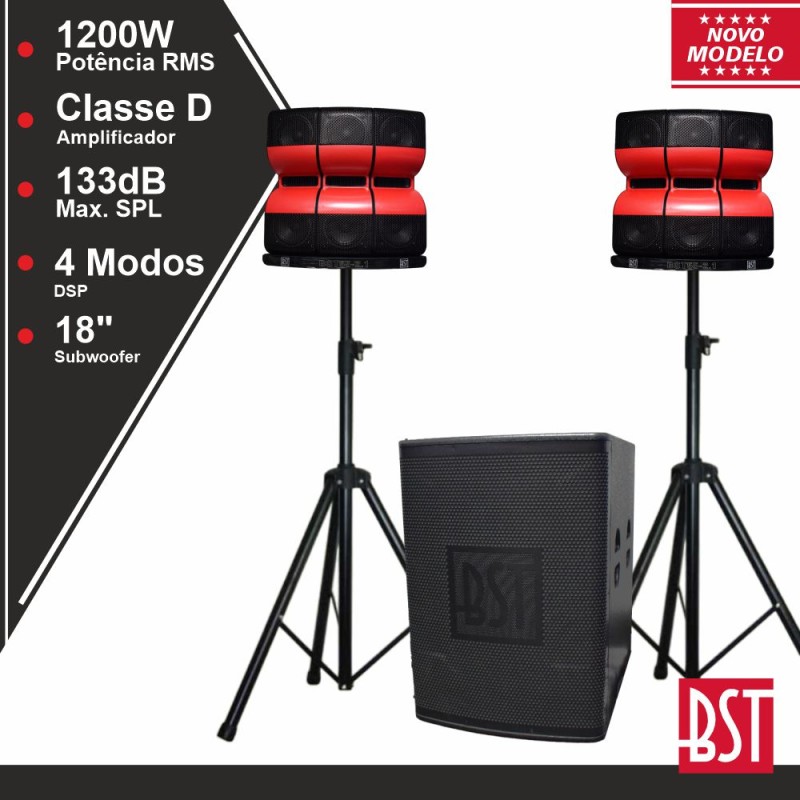 Sistema Ativo 12 altifalantes 4" / Subwoofer 18" 1200W/RMS