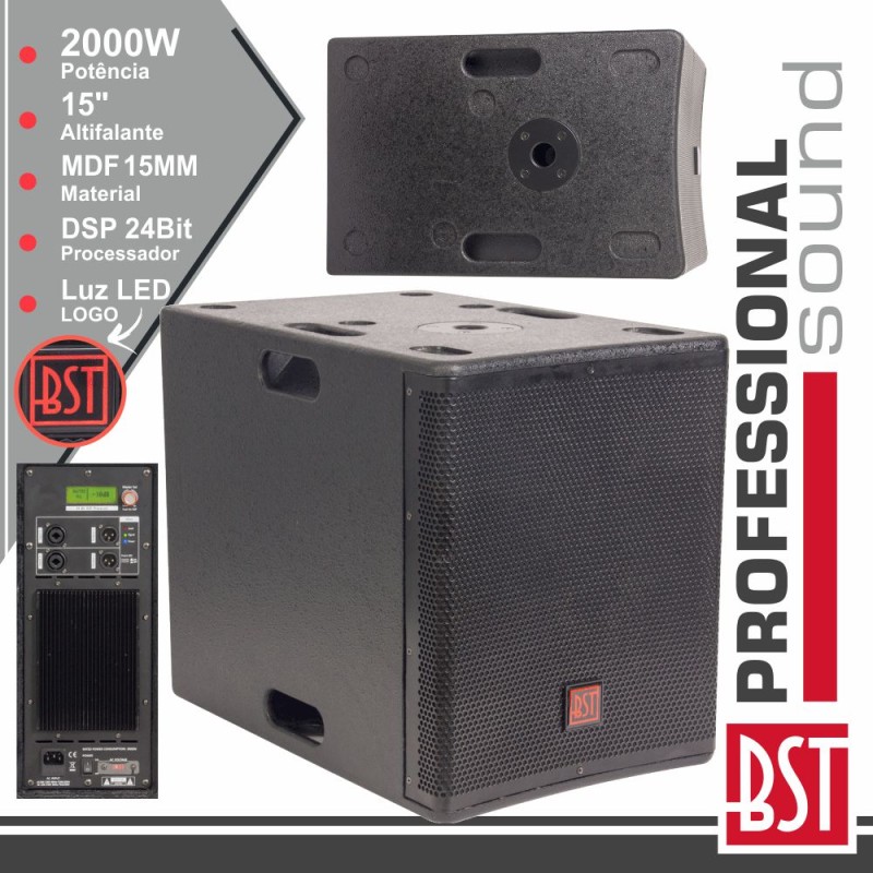 GRAVE SUBWOOFER AMPLIFICADO PRO 15" 2000W MDF DSP BST
