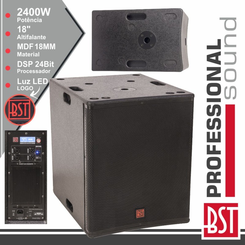 GRAVE SUBWOOFER AMPLIFICADO PRO 18" 2400W MDF DSP BST