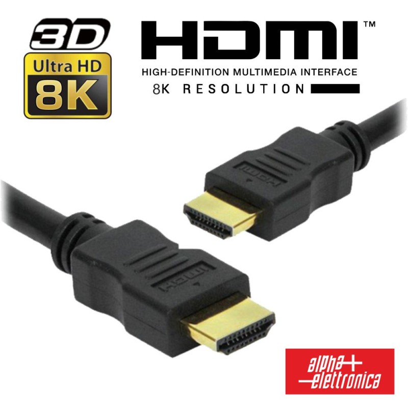 Cabo HDMI Dourado Macho / Macho 2.2 8K Preto 3m ALPHA