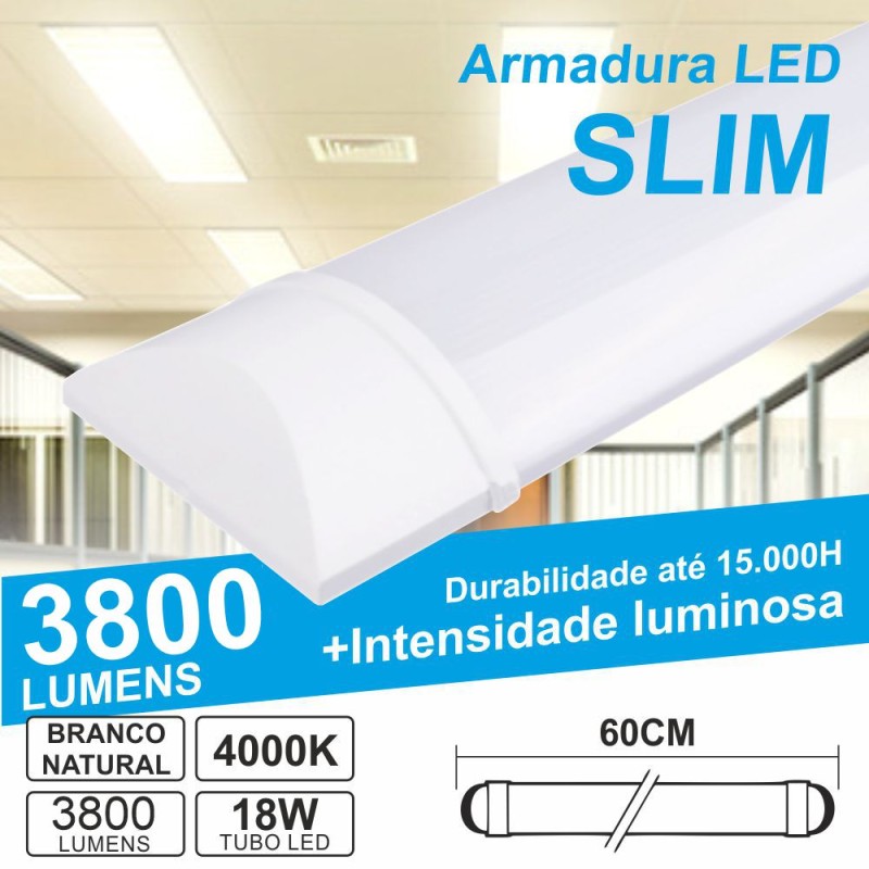 Armadura LED Batten Slim 40W 120cm IK08 3000K 3220lm