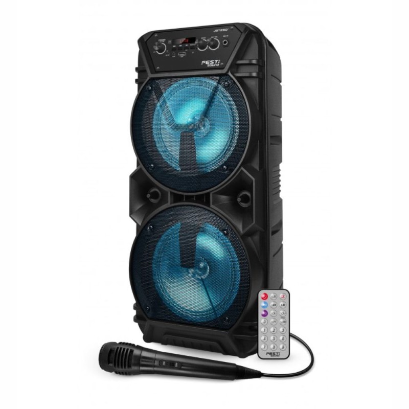 Coluna Amplificada 2x6.5" 300W C/ Comando USB/BT/TWS/SD Mic
