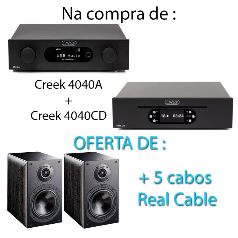 Pack Creek 4040A + Creek 4040CD Oferta de par de colunas e cabos