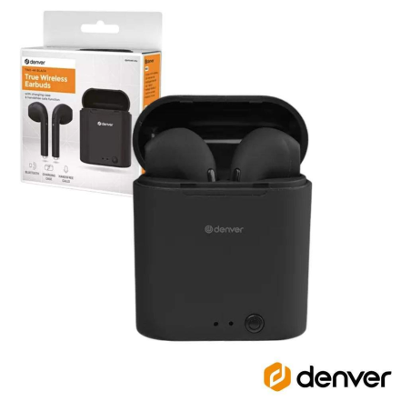 Auriculares Bluetooth 5.0 C/ Mic Dock Carregamento DENVER TWE-46BLACK