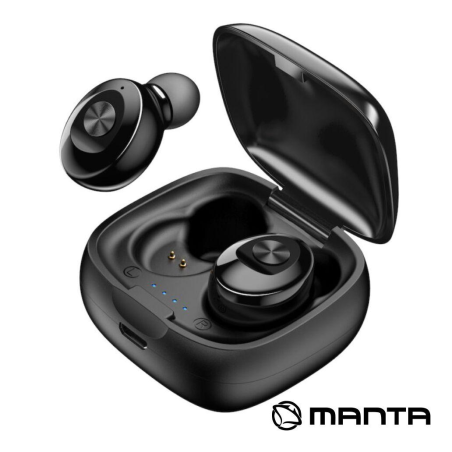 Auriculares Earbuds TWS Bluetooth 5.0 Preto MANTA MTWS001